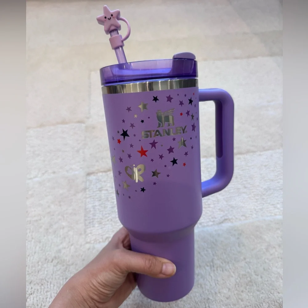 Stanley Lavender Travel Tumbler with Gold Stars - Picture 10 of 12